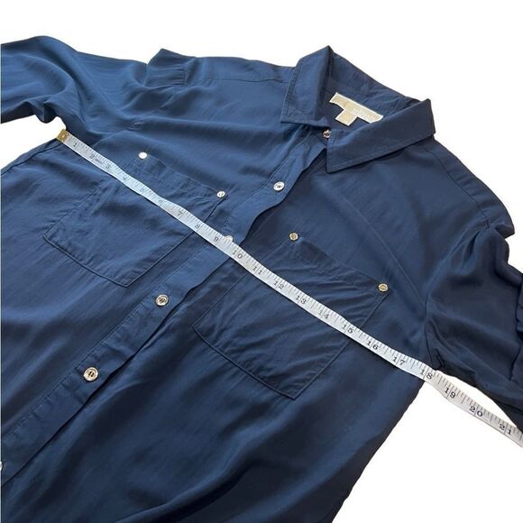 Michael Kors button down tie blouse navy blue size XS - Picture 10 of 12